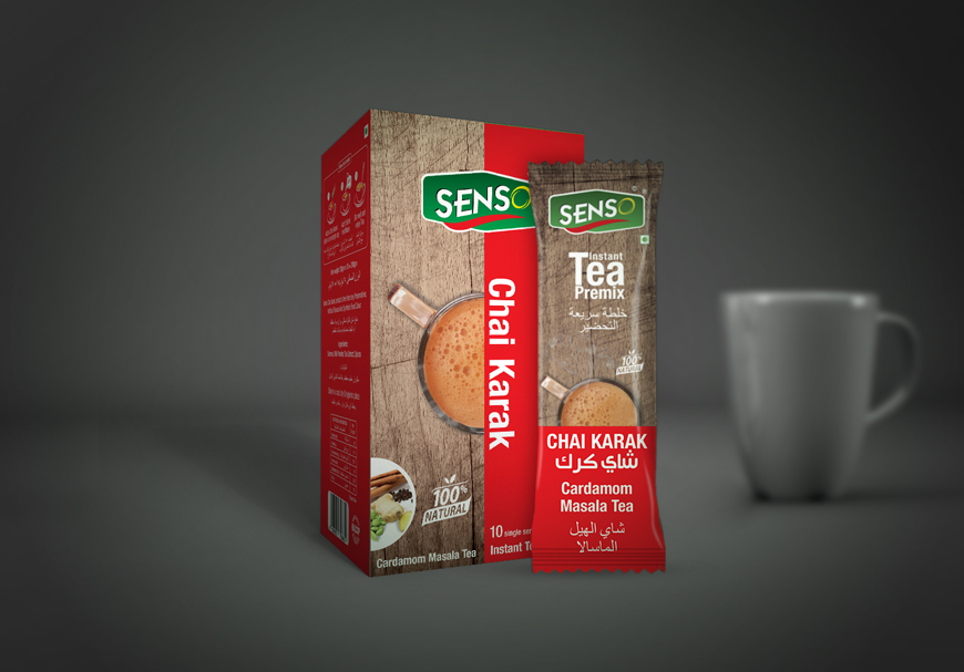 Senso Karak Chai - Instant Cardamom Masala Chai - Premix Packaging - Tea Coffee Premix and Vending Machine Manufacturing - Rajkot